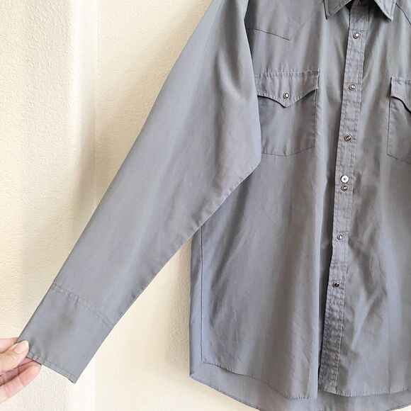 Ely Plains Pearl Snap Shirt Long Sleeve Gray Size 16 1/2 34-35 * - Picture 2 of 10